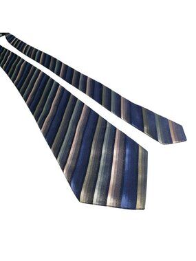 Croft Barrow Men Striped Necktie Blue Green Silk Vintage Designer Gift 58" x 4"